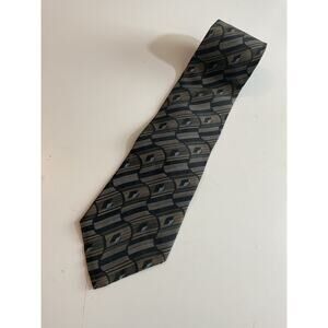 Geoffrey Beene 100% Silk Tie Black Green Blue Made in USA Y2k